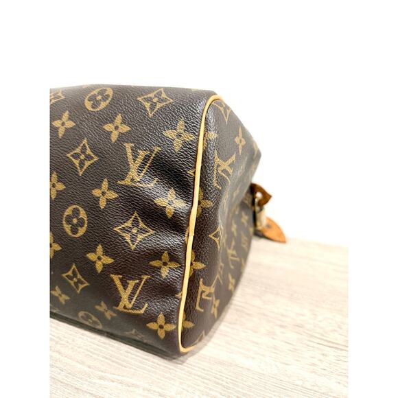 Louis Vuitton 1990 Speedy 30 Monogram Canvas Boston Handbag Brown - Picture 10 of 14